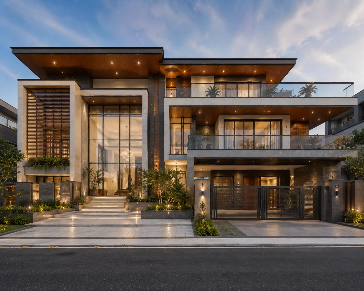 Modern luxury house front elevation design in Lucknow