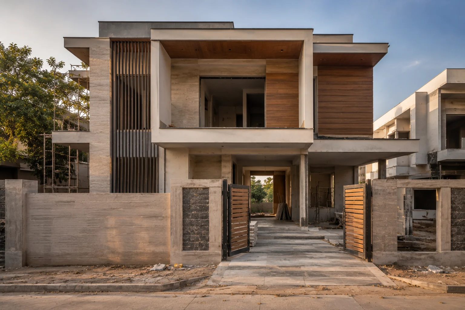 Modern duplex house construction in Lucknow